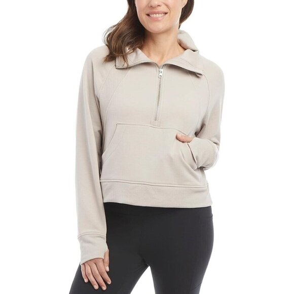 NWOT DANSKIN Womens Mixed 1/4 Zip Rib Pullover Jacket Atmosphere Sz M - Picture 1 of 15